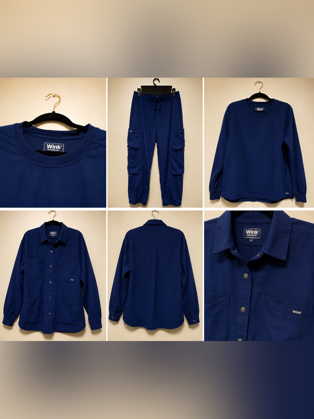 WonderWink Women's Navy Blue Button-down scrub sets including jacket